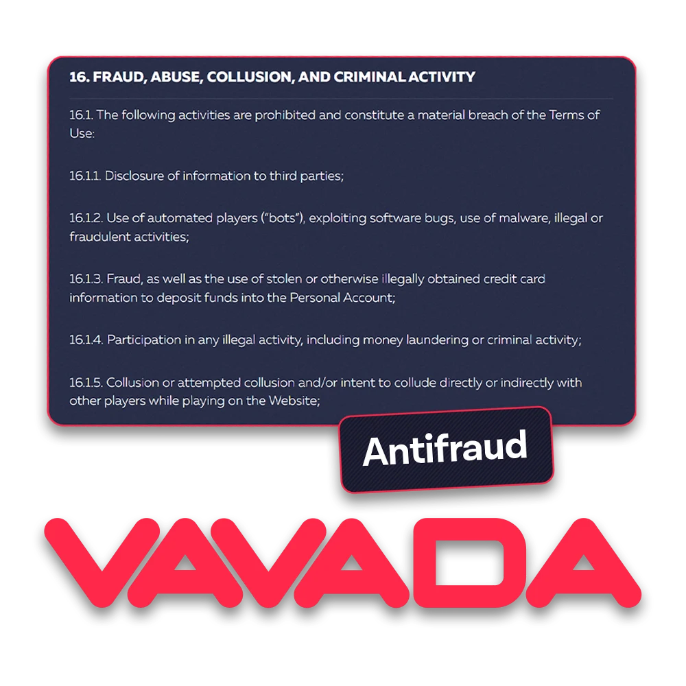 Vavada's platform against fraud.