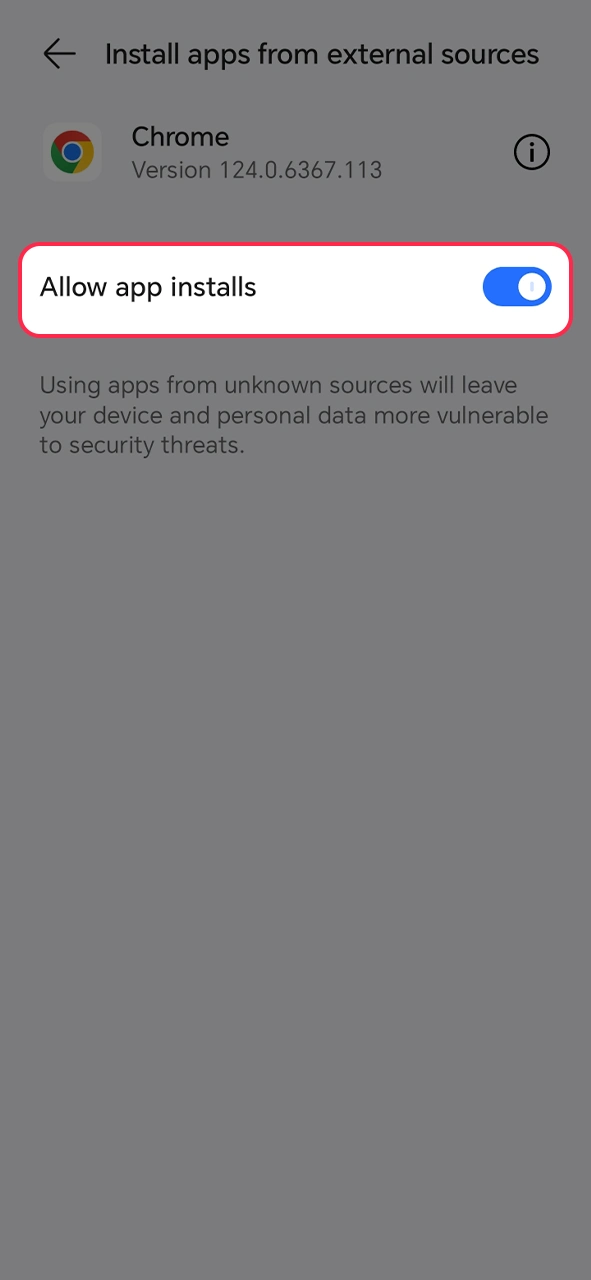 Allow the installation of the Vavada application.
