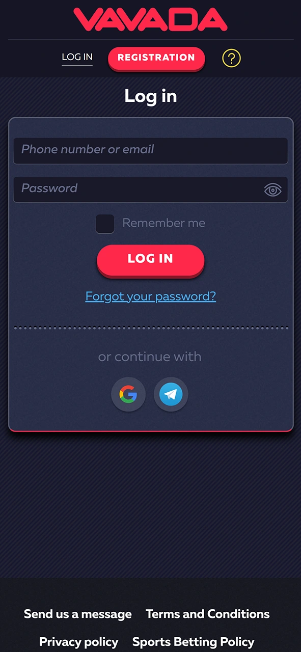 Get access to your Vavada account and start playing.
