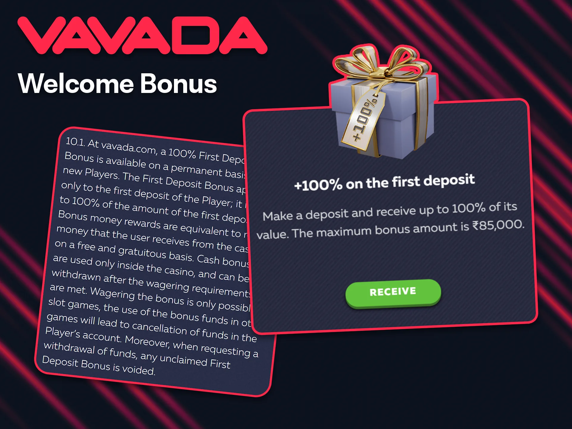 Get a welcome bonus on the Vavada app.