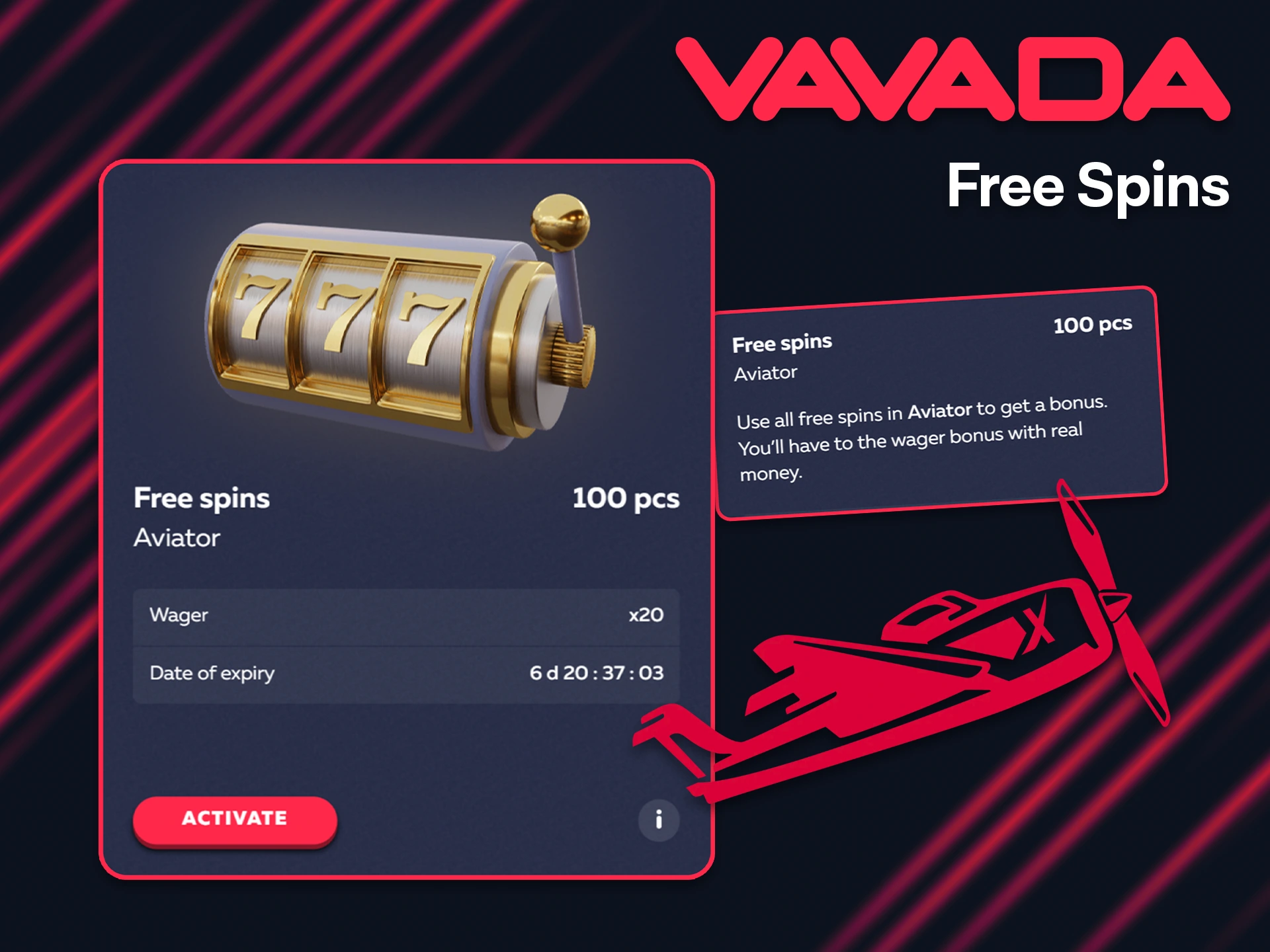 Pick up your 100 spins for the Aviator game at Vavada.
