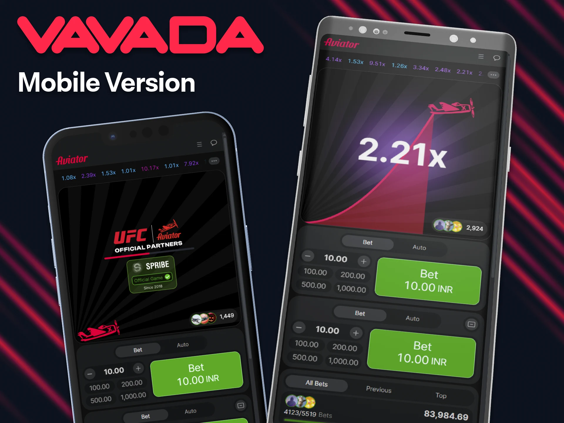 Play Aviator anywhere via the mobile version of Vavada.