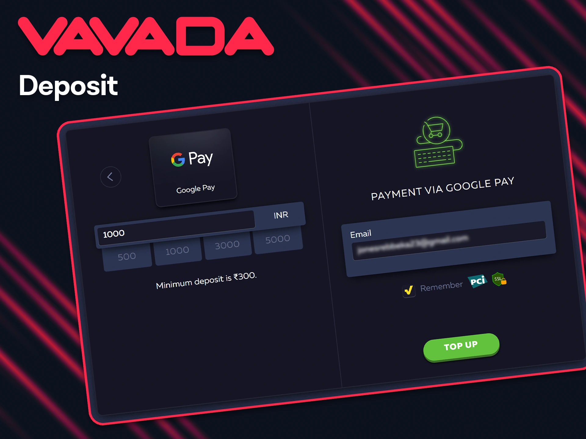 To bet on a match, you need money in your Vavada account.