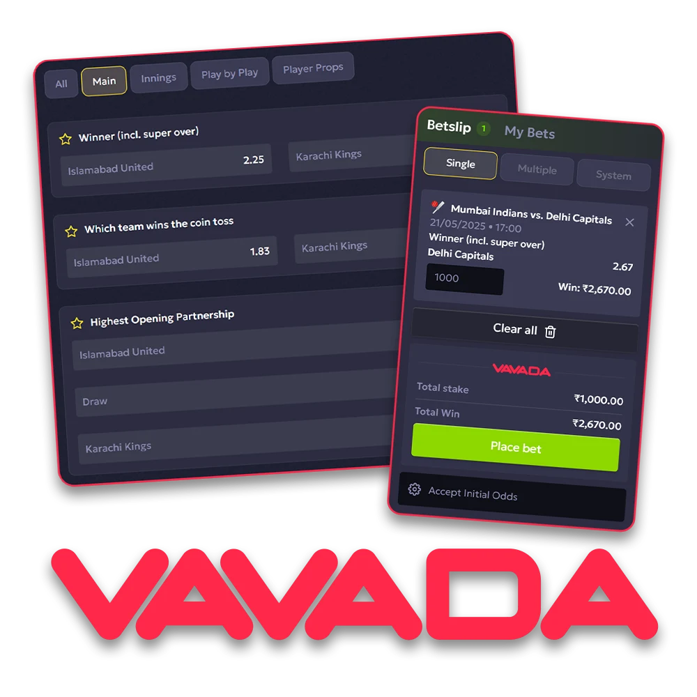 Bet on sports events with Vavada.