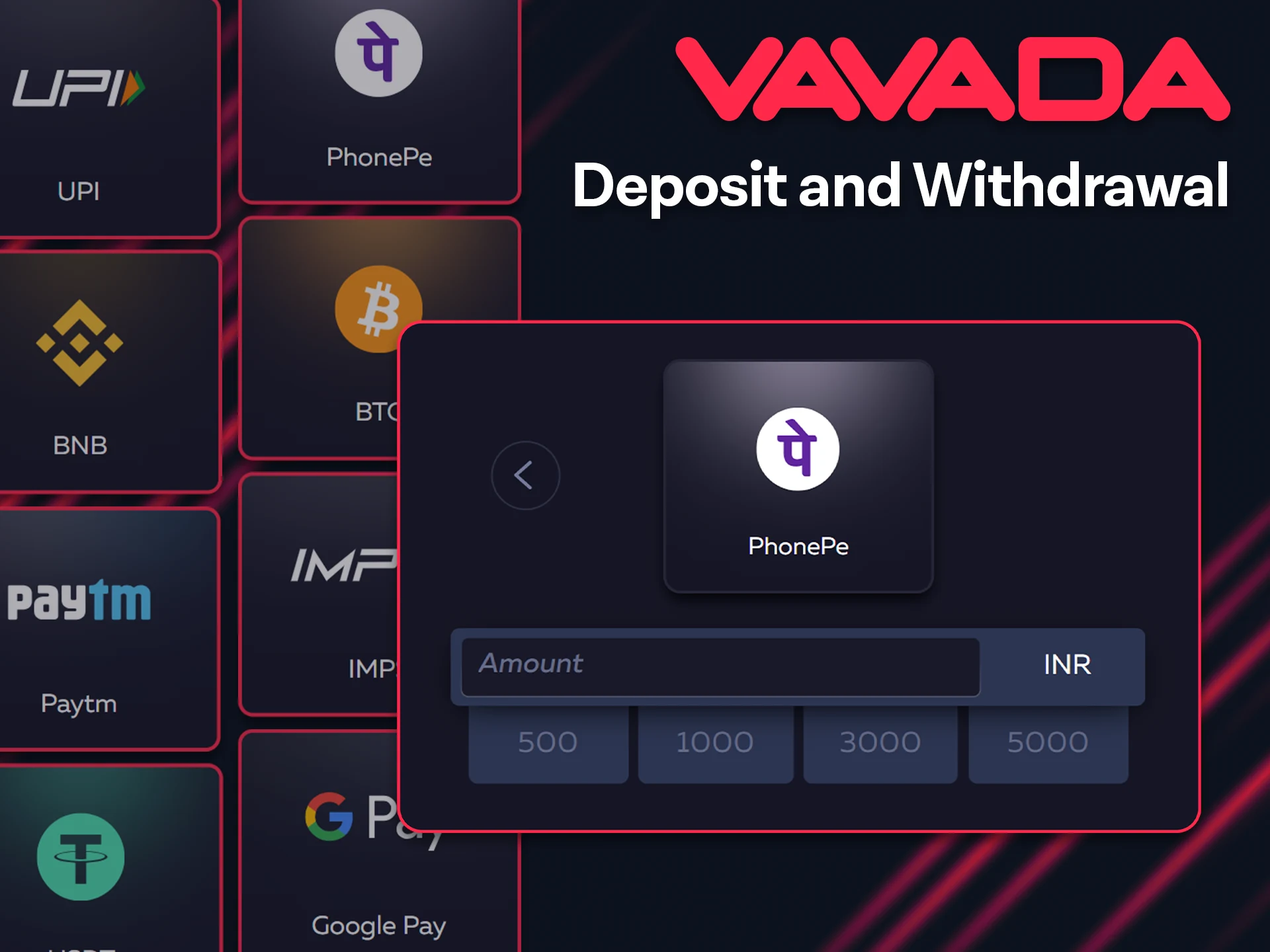 Convenient payment methods for deposits and withdrawals at Vavada.