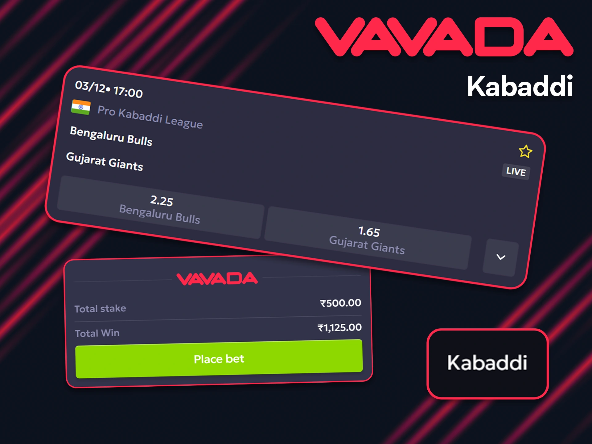 Support your favorite kabaddi team at Vavada.