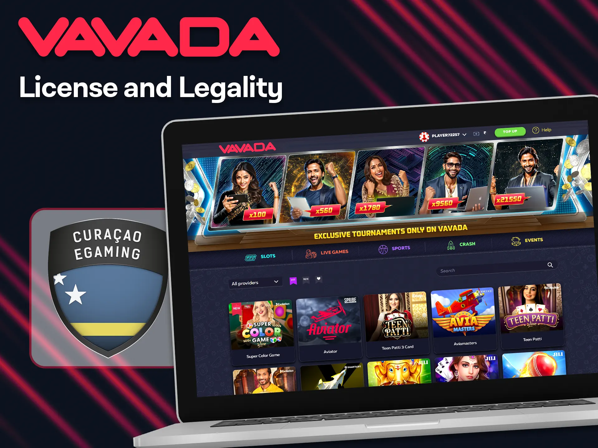 Vavada is a licensed secure casino gaming and sports betting platform.