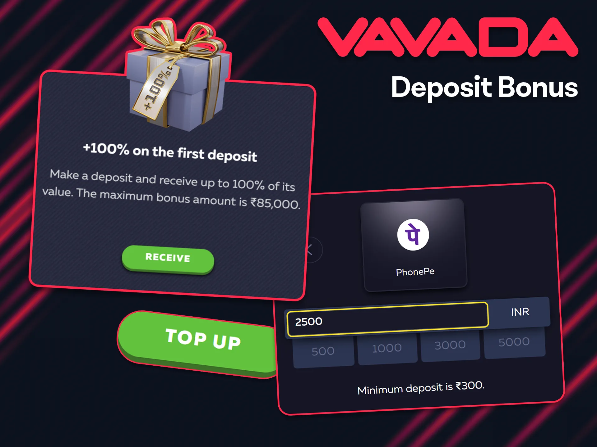 Get a bonus on your first deposit at Vavada