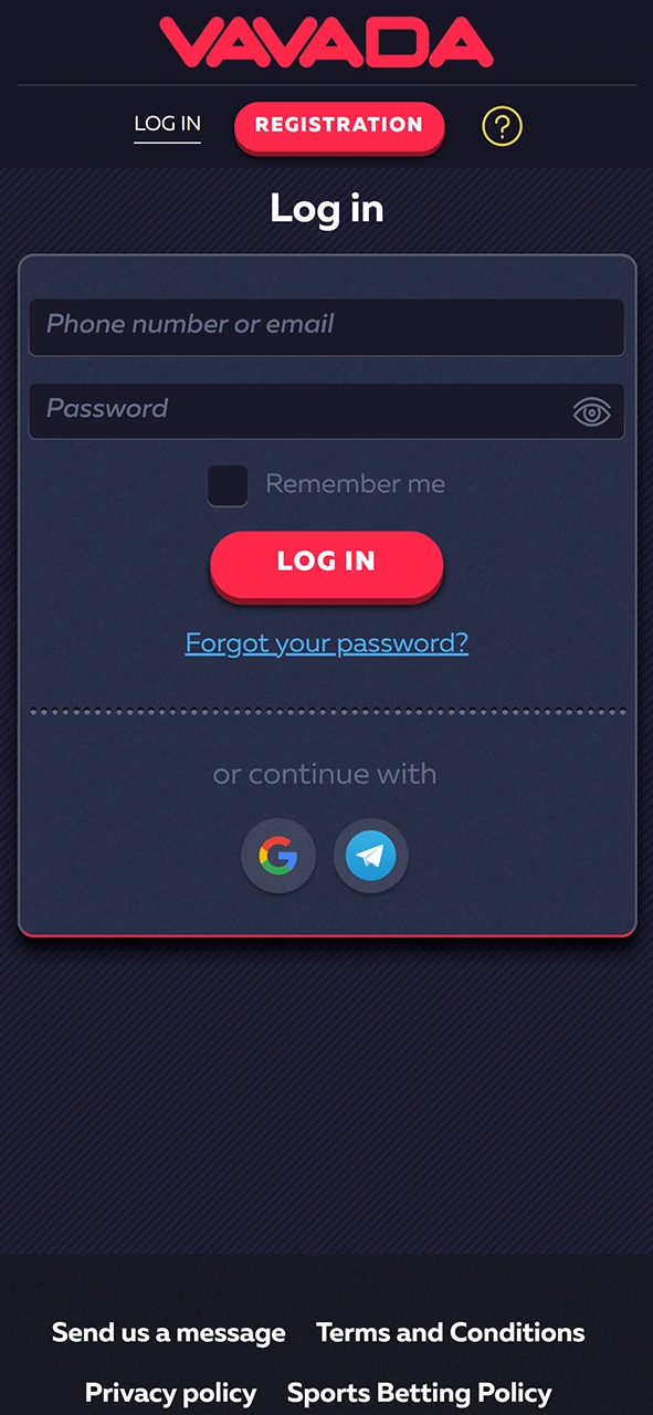 Get access to your Vavada account.