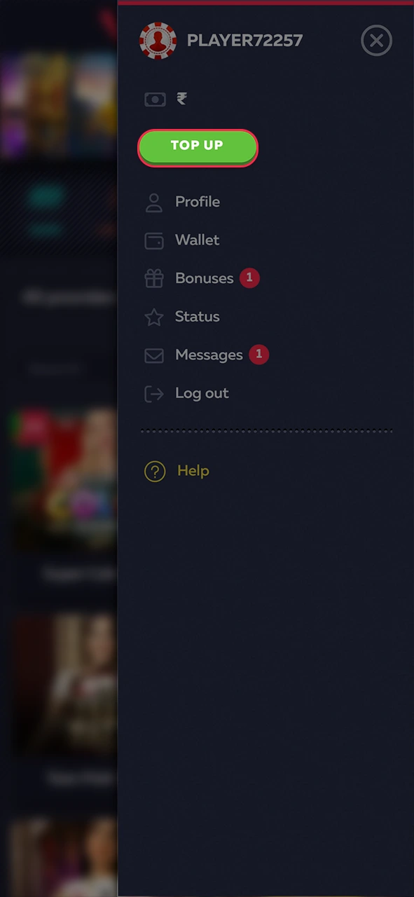 Go to the payments section of the Vavada profile.