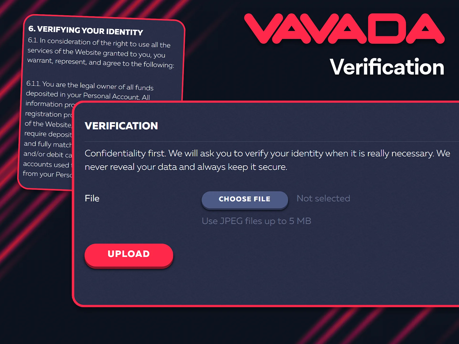Provide the Vavada platform with a photo of your documents.